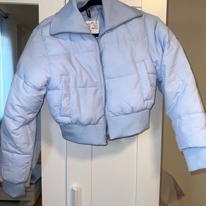 H&M crop light blue jacket XS